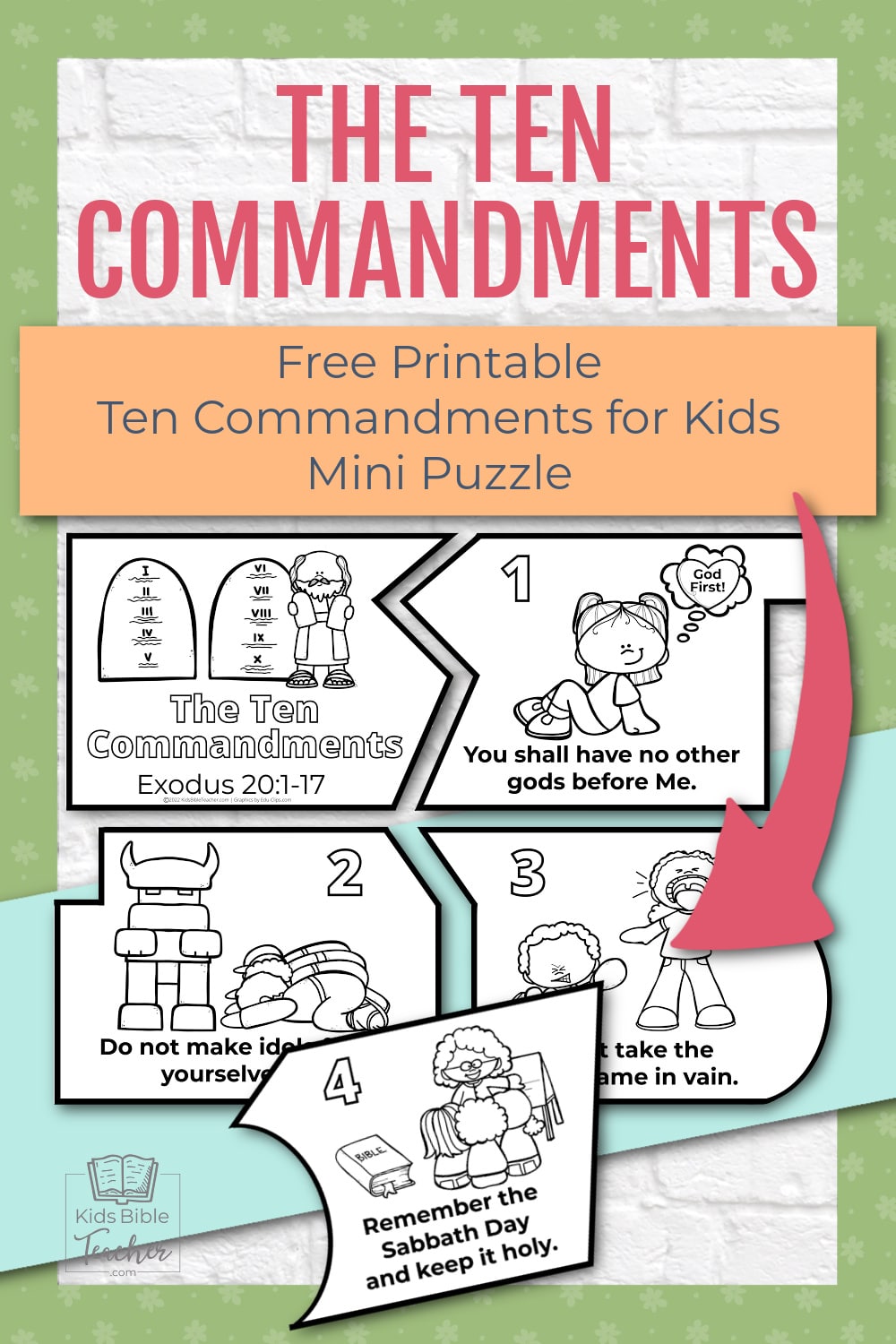Are you looking for fun activities to teach the Ten Commandments for kids? Here is a super fun Mini Puzzle that your kids will love coloring and cutting out, then putting together over and over again.