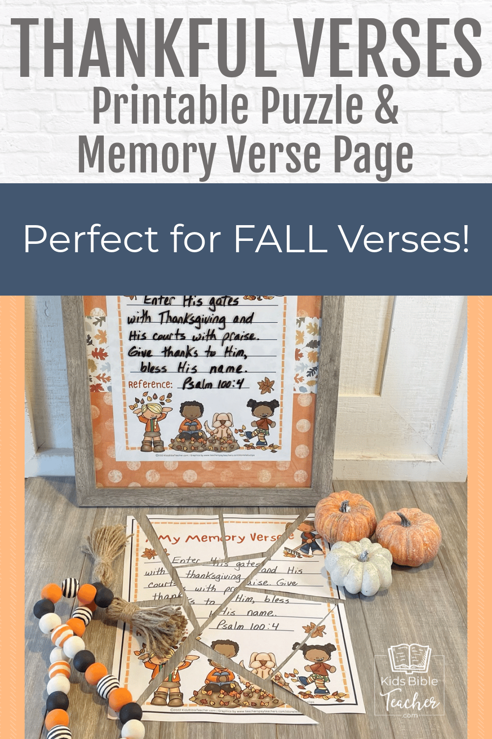 Help your kids memorize thankful verses this fall with a super fun printable Bible verse puzzle and Bible memory page!