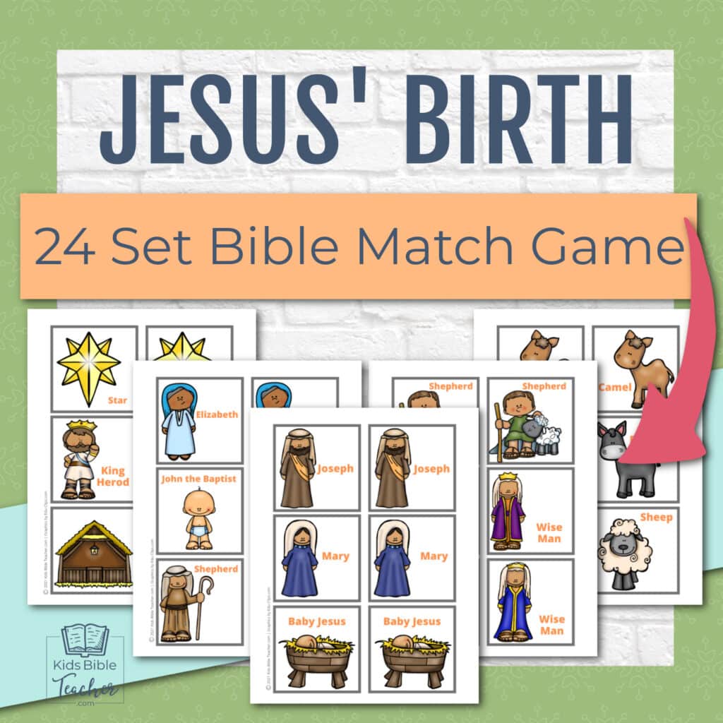 In this Christmas Bible Matching Game with Cards, your kids will exercise their memory as they attempt to find pairs of matching cards.