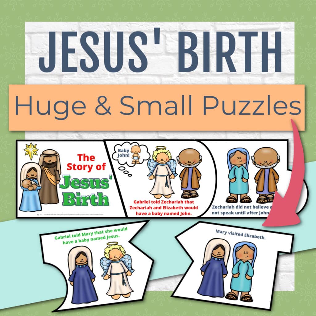 The Printable Christmas Floor Puzzle and Mini Puzzle Set will help your kids have a blast while learning the Bible story of Jesus' birth.
