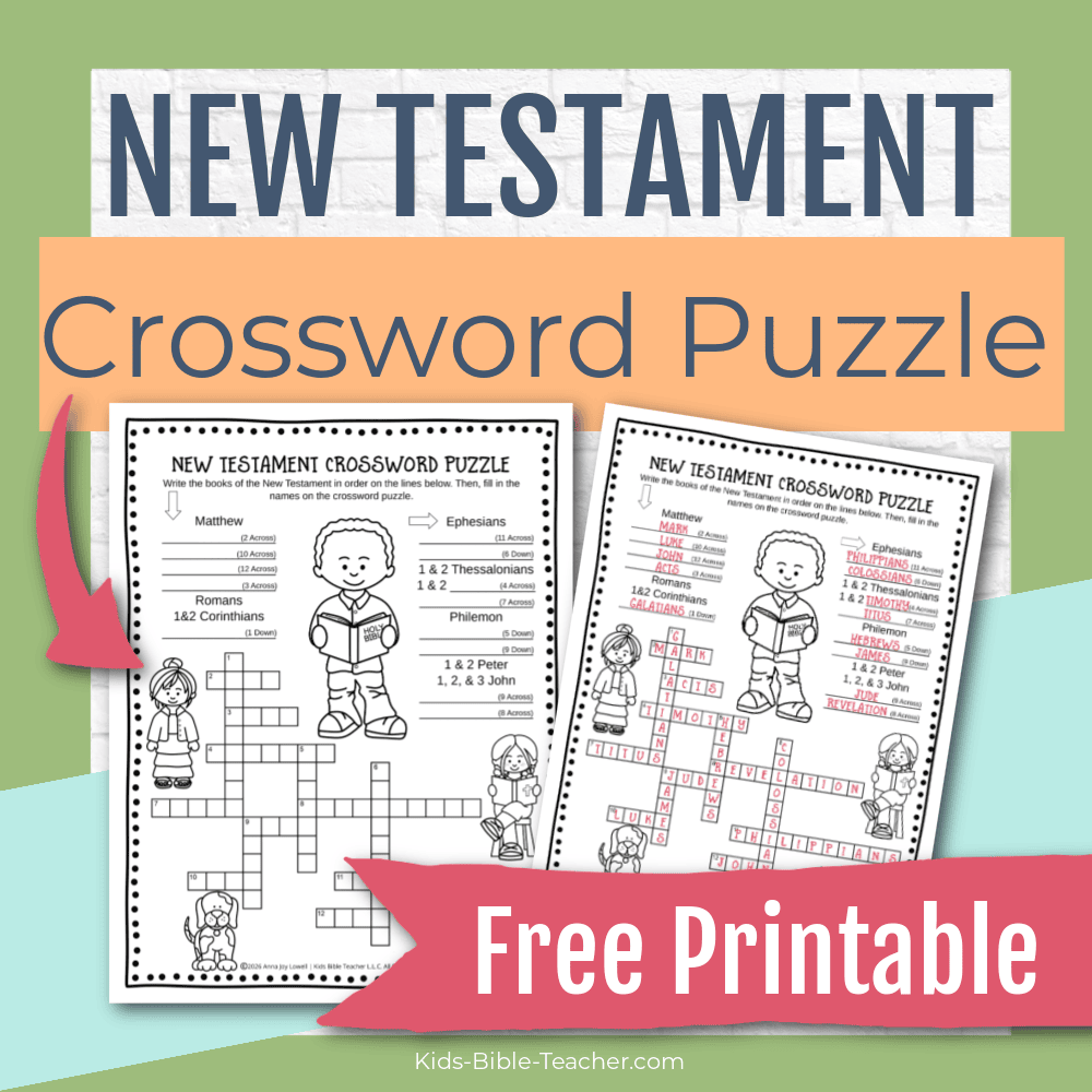 This free printable New Testament Books of the Bible crossword puzzle for kids will help your kids learn the books of the Bible in order!