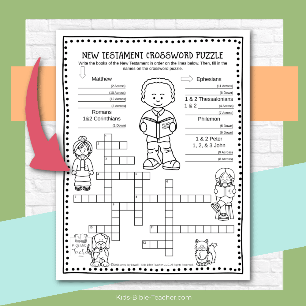 This free printable New Testament Books of the Bible crossword puzzle for kids will help your kids learn the books of the Bible in order!