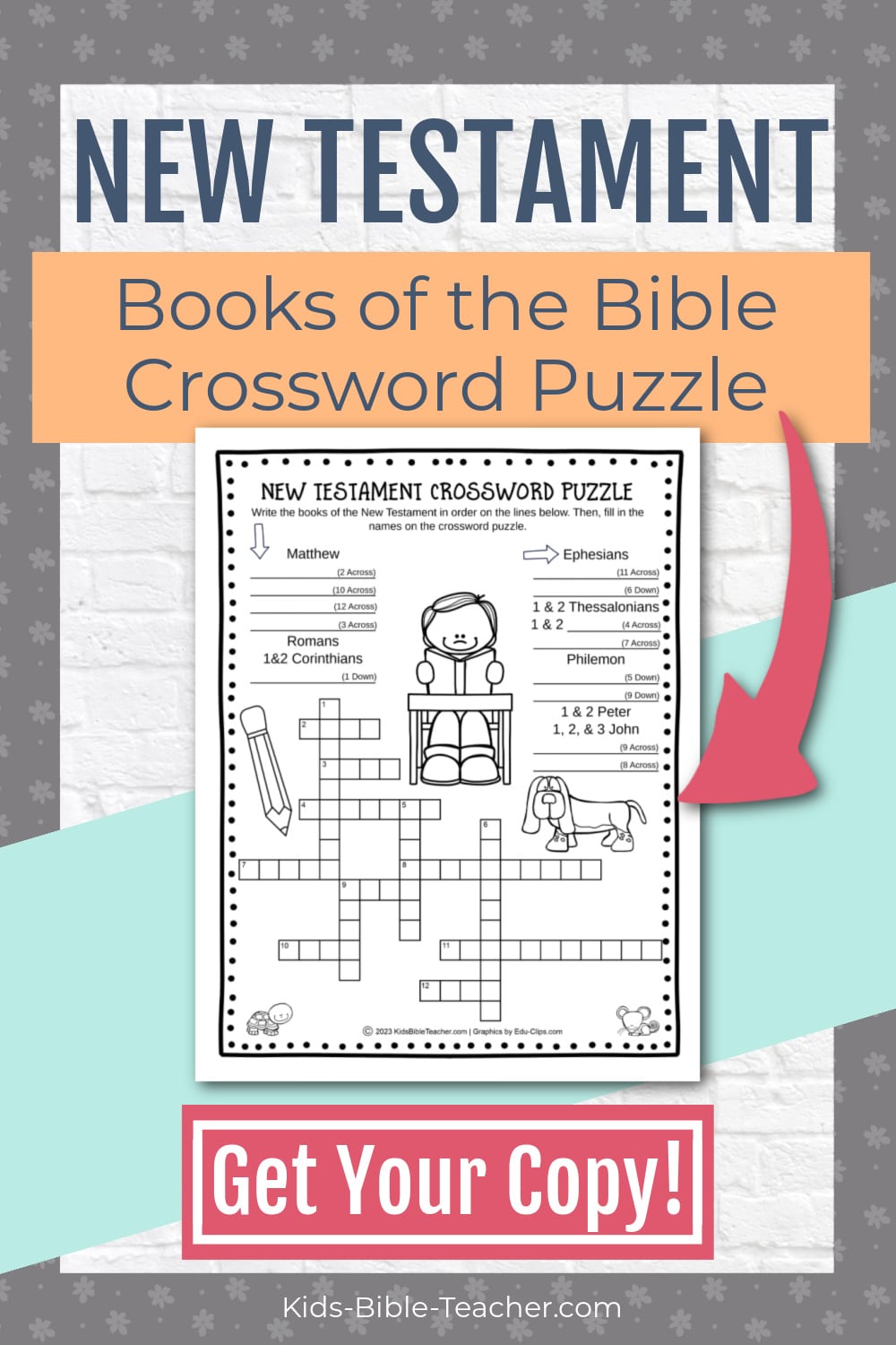 This free printable New Testament Books of the Bible crossword puzzle for kids will help your kids learn the books of the Bible in order!
