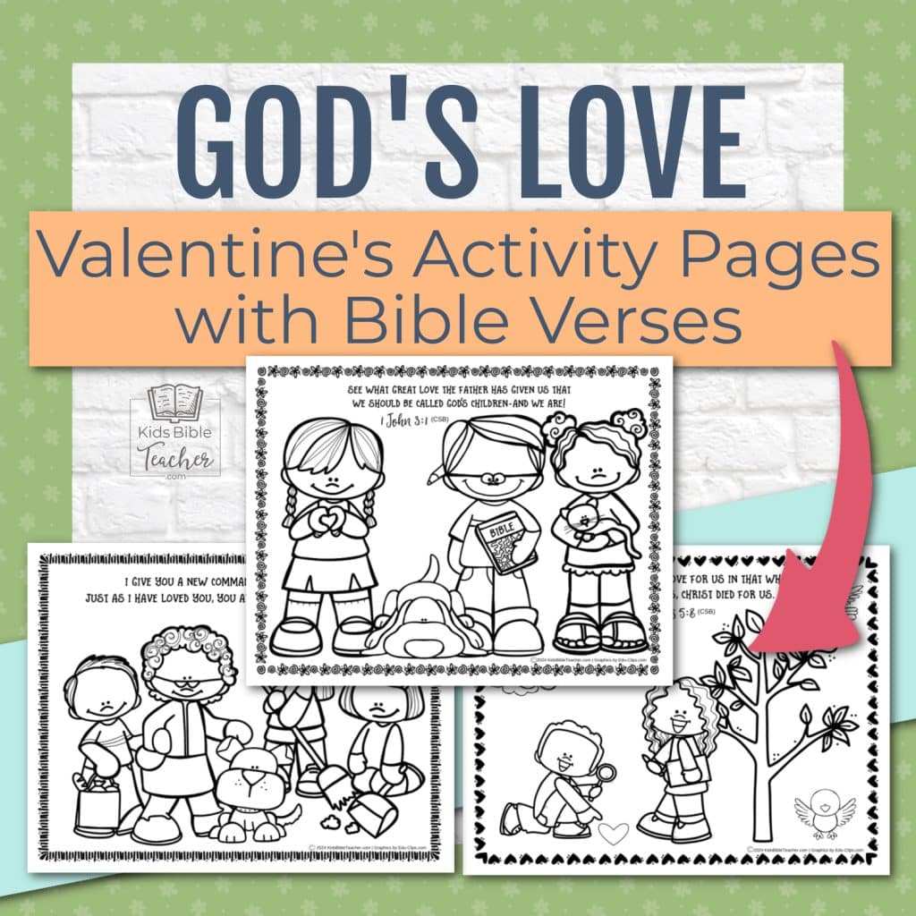 Image showing Valentine's Day Bible Verses Coloring Pages for Kids, Set of 3