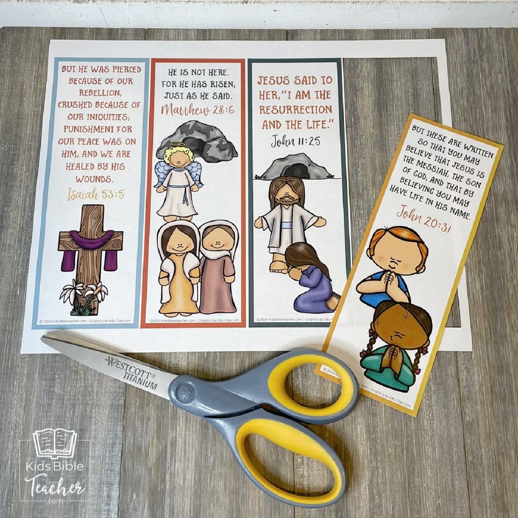 Free Printable Easter Bookmarks with Easter Bible Verses Easter Bible Crafts for Kids