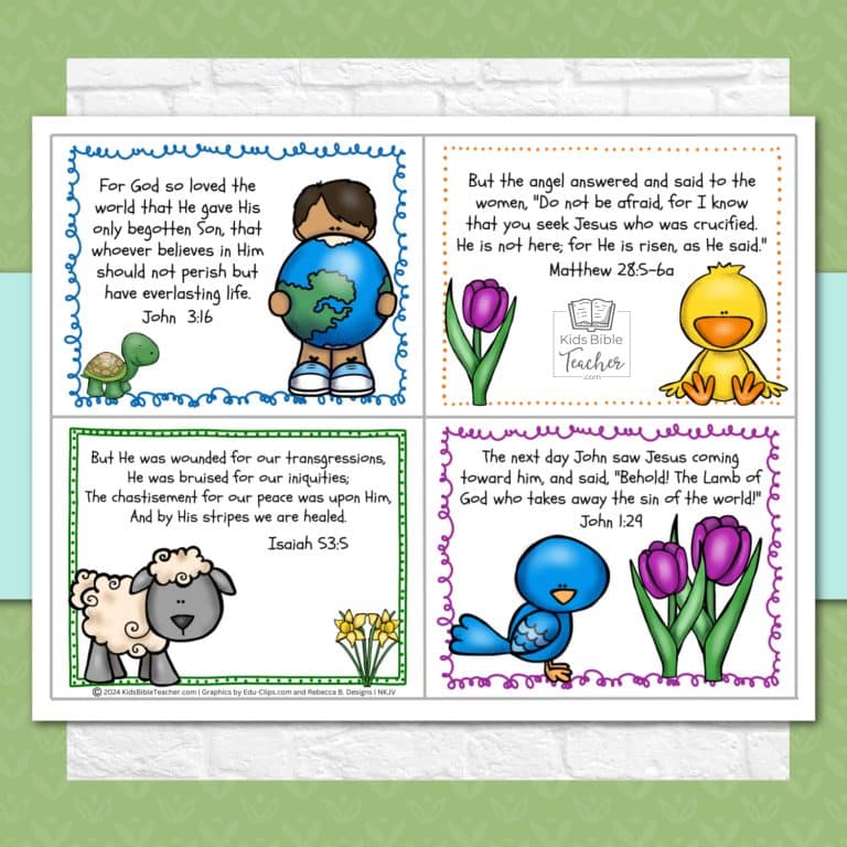 Easter Bible Verse Cards Set - Kids Bible Teacher