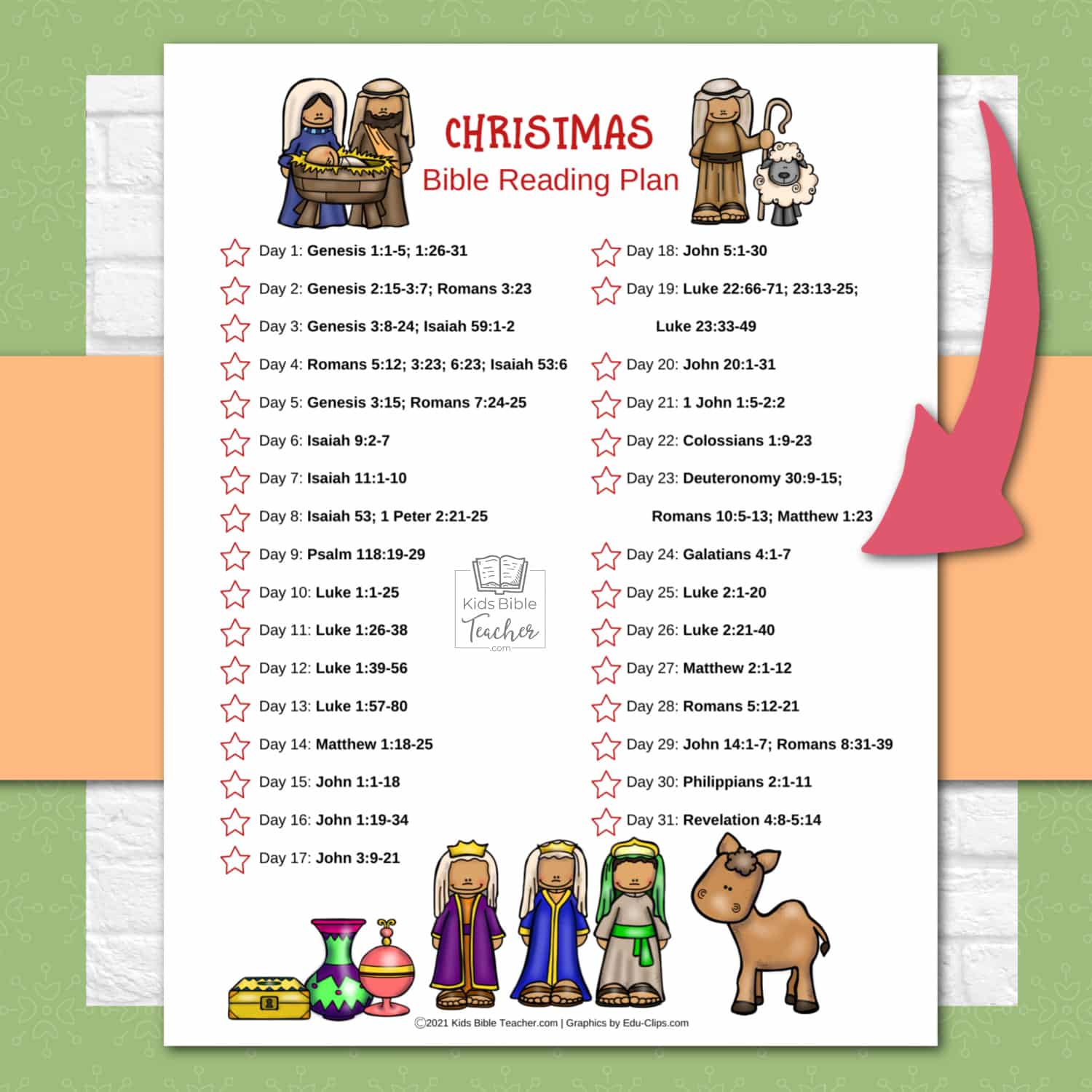 Help your kids discover God's beautiful plan of salvation this Christmas with this FREE Printable Christmas Bible Reading Plan - perfect for the month of December!