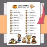 "Give Thanks" Thanksgiving Bible Reading Plan - Kids Bible Teacher