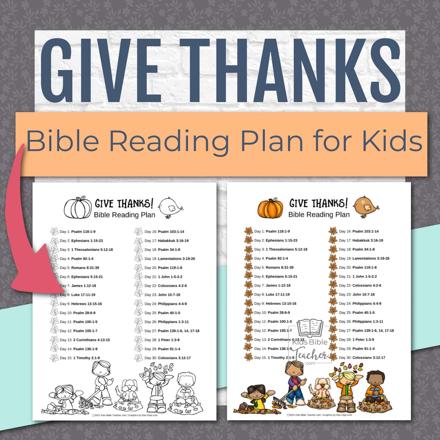 give-thanks-thanksgiving-bible-reading-plan-kids-bible-teacher for Free Printable Bible Reading Plans Give Thanks