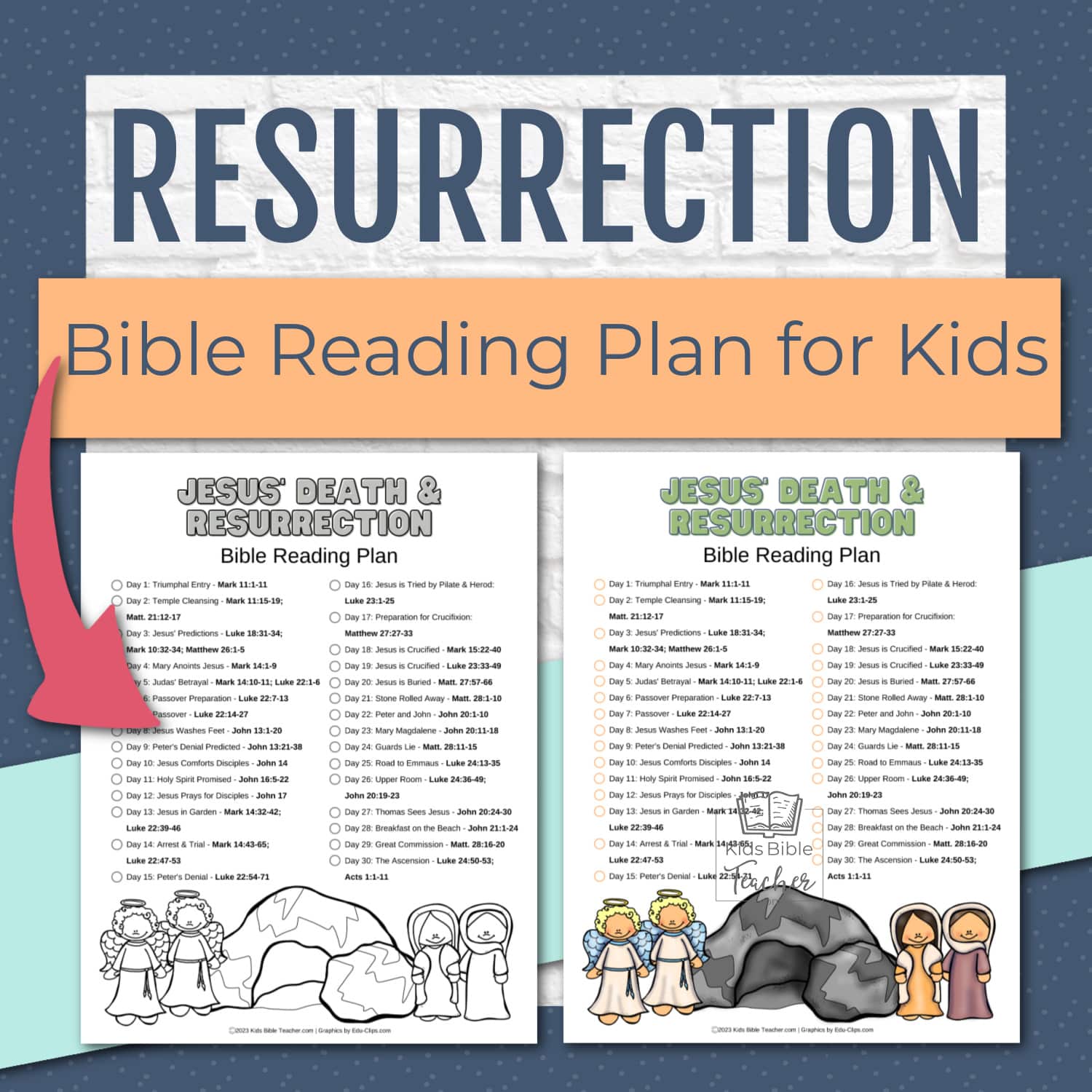 Jesus Death Resurrection Easter Bible Reading Plan for Kids