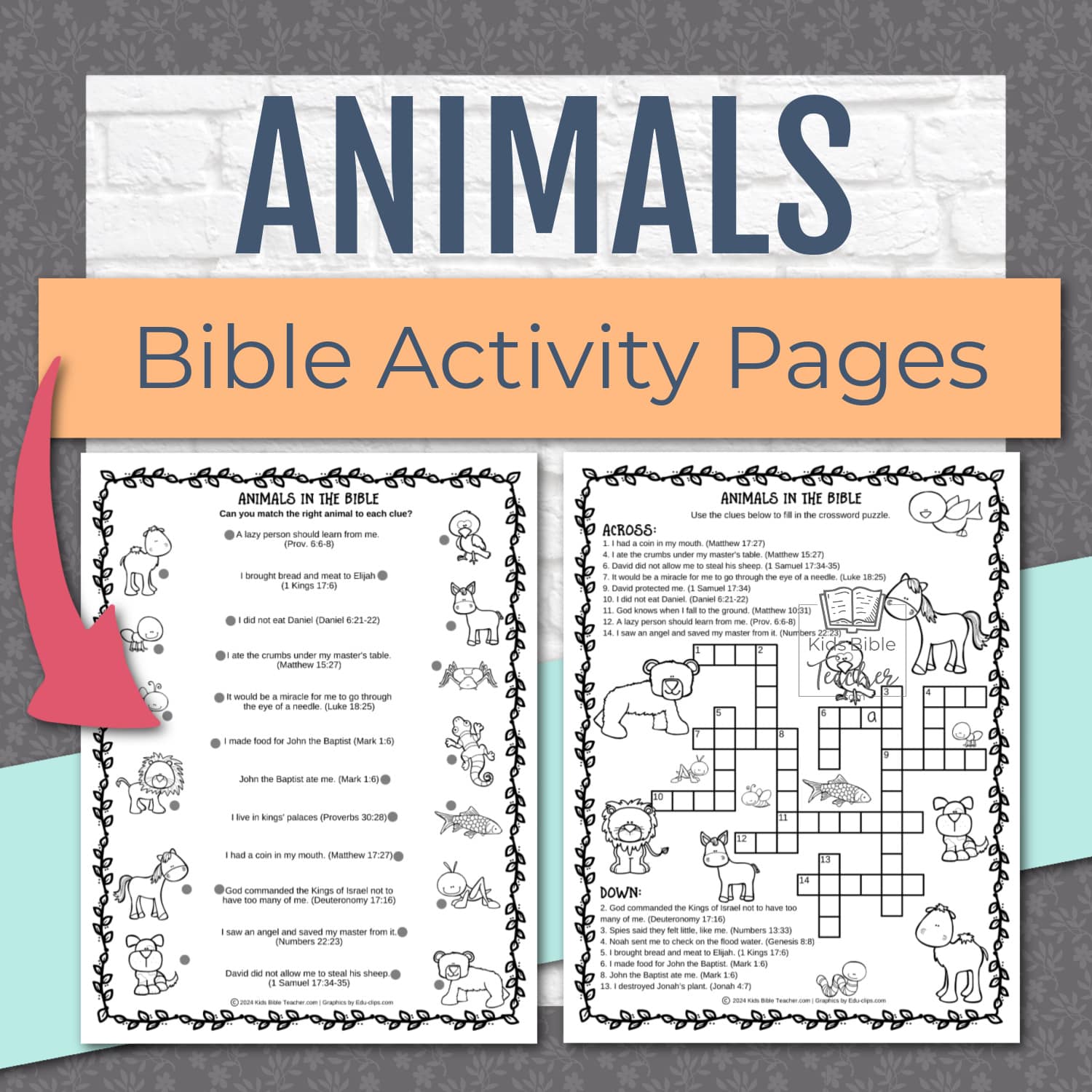 Animals in the Bible Activity Pages for Kids Bible Worksheets for Kids with Bible verses
