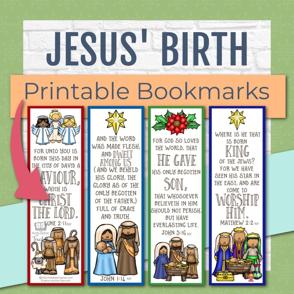 Jesus Birth Christmas Bookmarks for Kids with Christmas Bible Verses