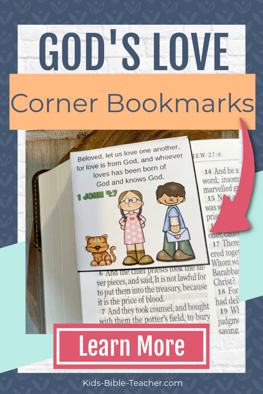 God's Love Corner Bookmarks Valentine's Day Bible Craft with Valentine's Day Bible Verses