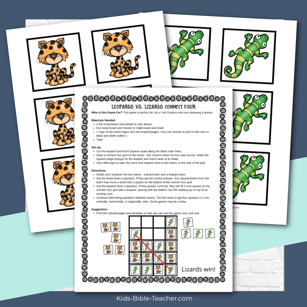 Here's a Bible lesson review game that works with ANY Bible lesson - Easy to prep, reusable, and loved by kids! Get your copy today!