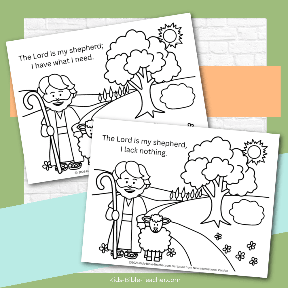 free Bible verse coloring page for kids Psalm 23 printable