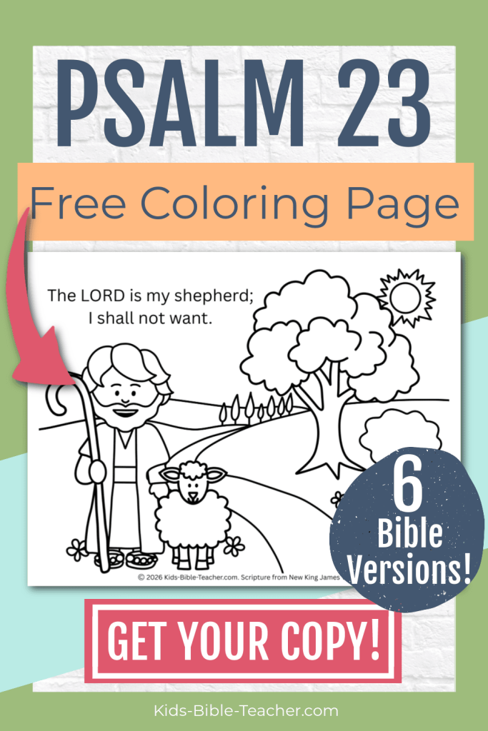 Psalm 23 Bible coloring page children's church printables